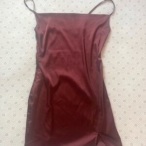 SHEIN Burgundy Satin Slip Dress